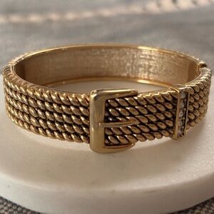Gold Textured Bracelet with Buckle Design